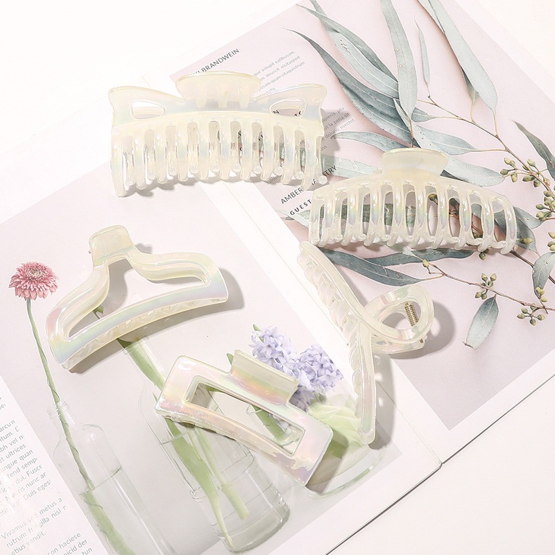 Kẹp tóc càng cua trong suốt màu laser thời trang cho nữ nhiều kiểu dáng