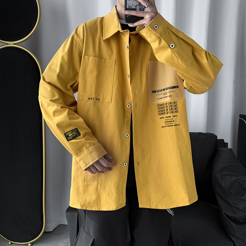 Áo khoác kiểu sơ mi dài tay dáng rộng phong cách thời trang xuân thu dành cho nam | BigBuy360 - bigbuy360.vn