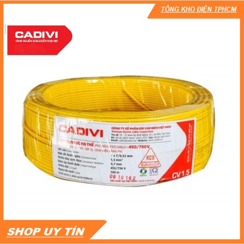 FREE SHIP Dây điện đơn dây cáp điện CV Cadivi CV1.5 cuộn 100m