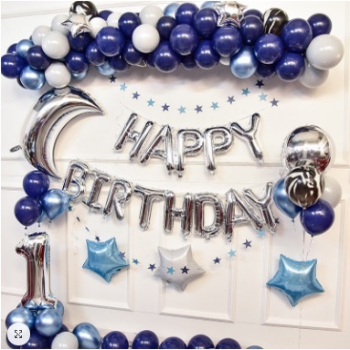 Set bóng trang trí sinh nhật màu xanh navy dành cho các chàng trai