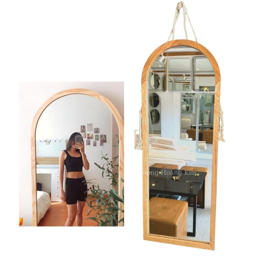 Gương soi toàn thân khung gỗ treo tường,gương mái vòm nịnh dáng giá rẻ kích thước 45x120cm guonghoangkim mirror KG0001