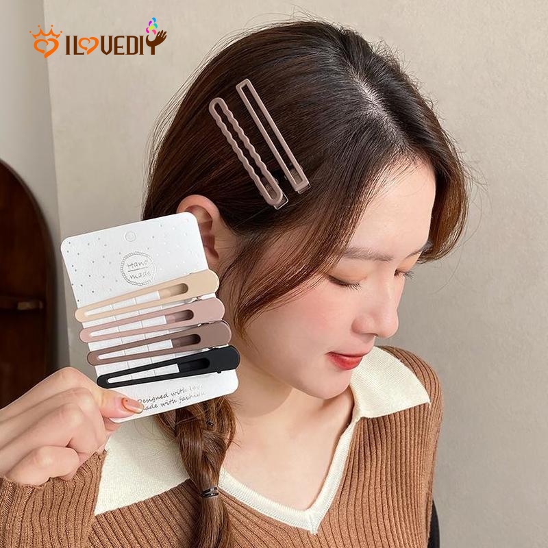 Set 4 Kẹp Tóc Mỏ Vịt Bằng Hợp Kim Màu Gradient Phong Cách Hàn Quốc Thời Trang Cho Nữ