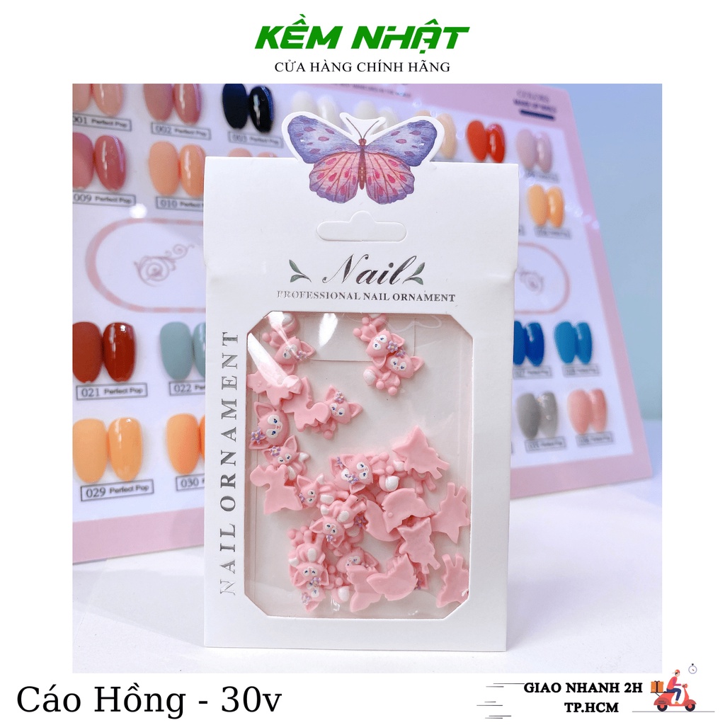 Set Charm Đính Móng Cáo Hồng - 30v