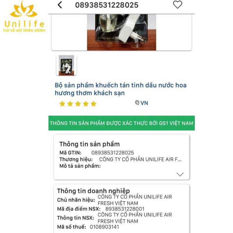 y9 VV5 Bộ tinh dầu nước hoa Khách Sạn Unilife 4 y9 | BigBuy360 - bigbuy360.vn