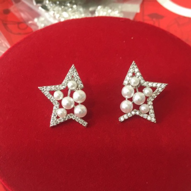 Khuyên tai sao bạc thật mạ vàng trắng