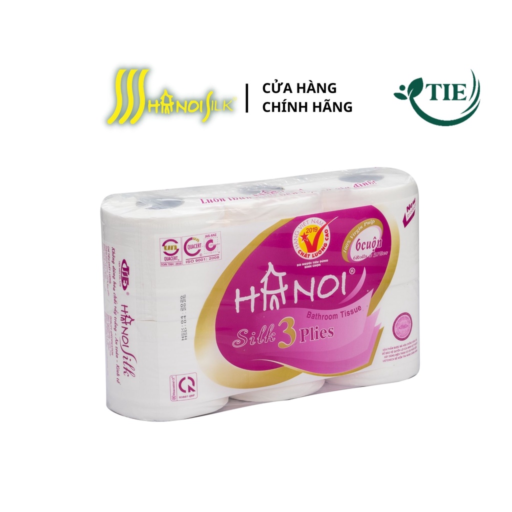 Giấy Vệ Sinh Hanoi Silk Cao Cấp 3 lớp 6 cuộn có lõi