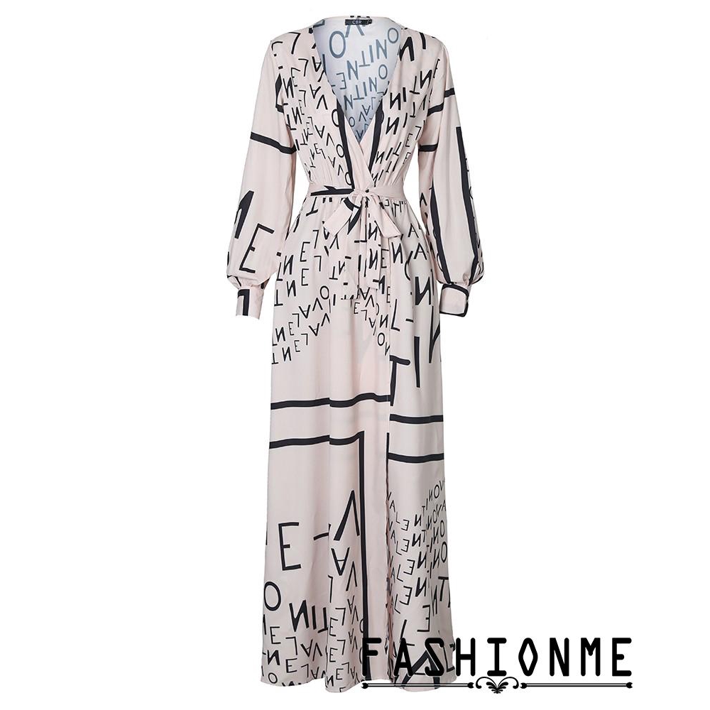 Đầm Maxi tay dài cổ chữ V phong cách Boho | BigBuy360 - bigbuy360.vn