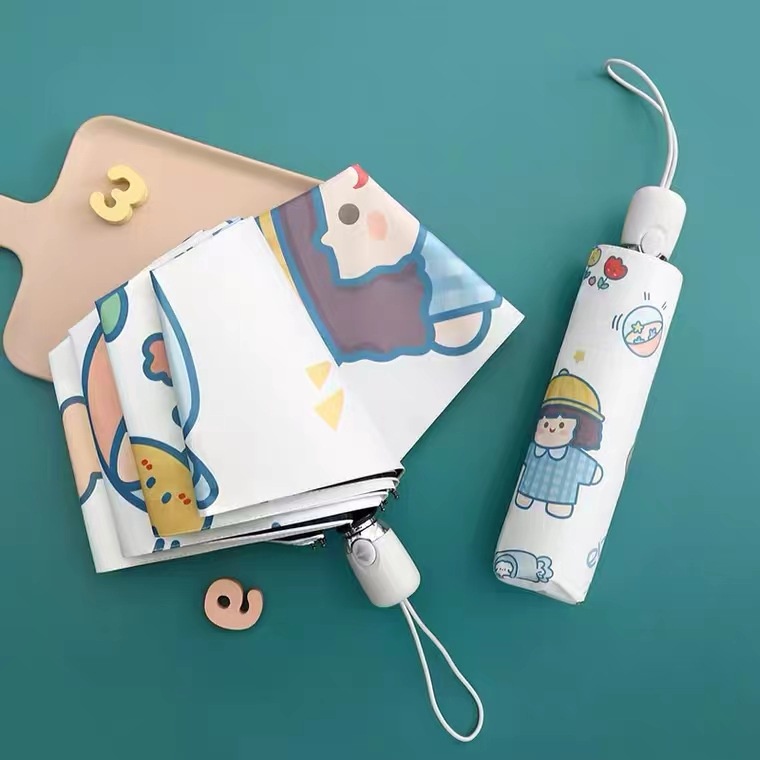 Ô dù gấp gọn, ô tự động 2 chiều che nắng che mưa, 3 lớp chống tia UV nhiều hoạ tiết xinh xắn