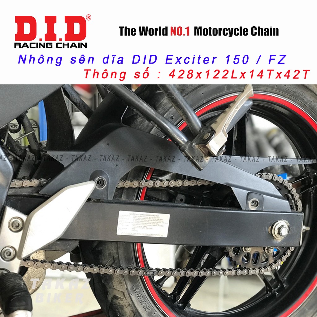 Sên nhông đĩa DID Yamaha FZ 150 - Exciter 150 - sên đen HDS 10 ly Thái Lan B1 mã sp