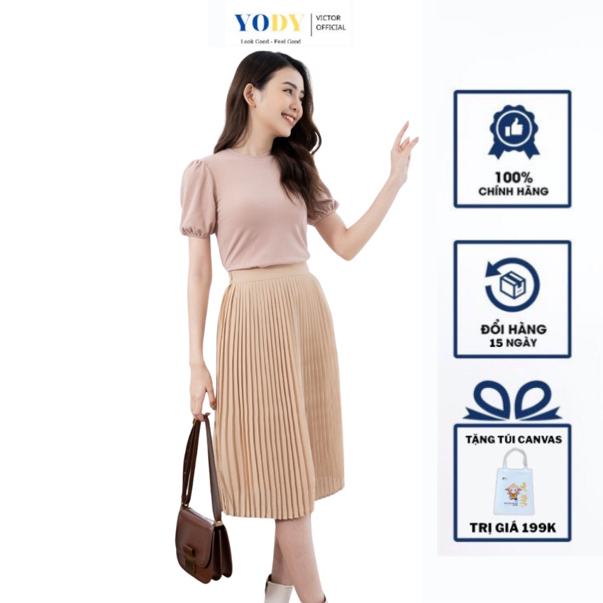 Chân Váy Xòe YODY Dài Xếp Ly Lưng Thun Mềm Mại Không Nhăn CVN4222