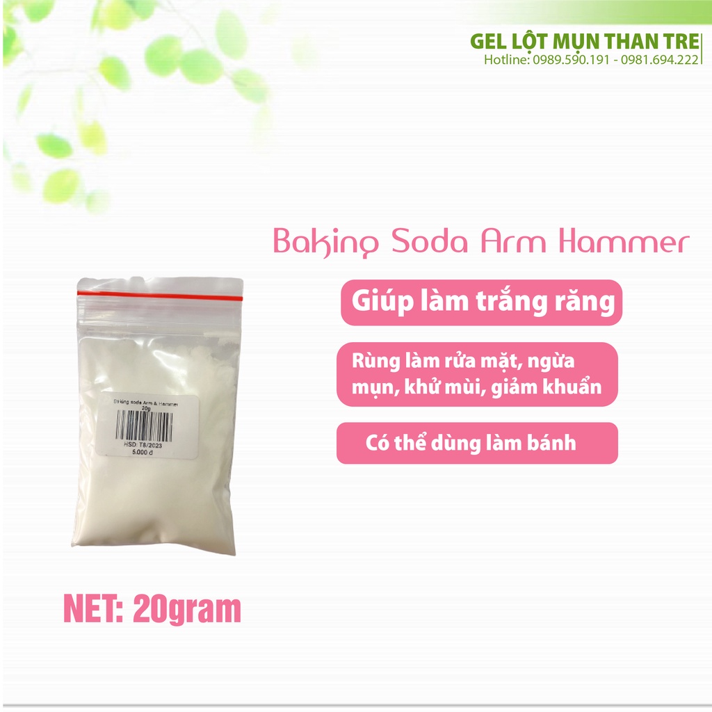 (Tách lẻ 20gr MỸ) Baking soda Arm &amp; Hammer,bột trắng răng,baking soda