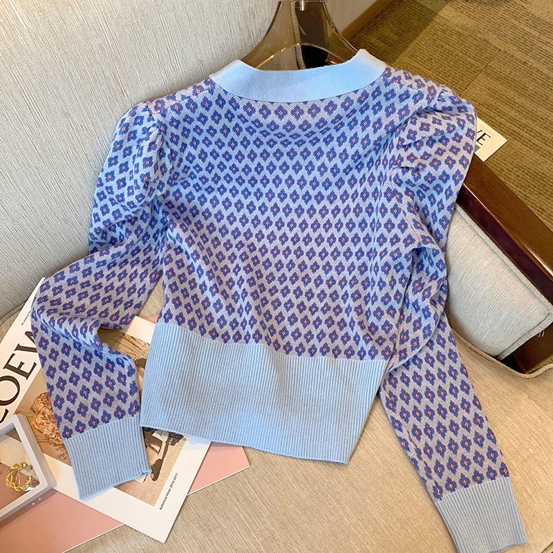 Áo Khoác Cardigan Dệt Kim Tay Dài Cổ Chữ V Màu Sắc Tương Phản Thời Trang Dành Cho Nữ  tao bao