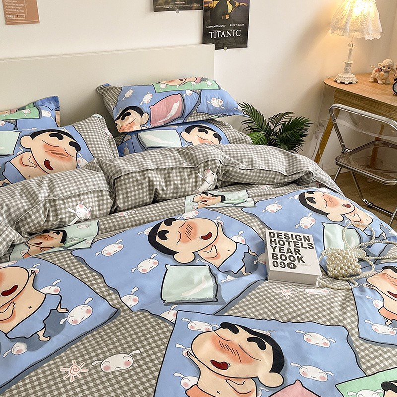 Set chăn ga gối cotton poly - Mẫu Shyn bút chì.