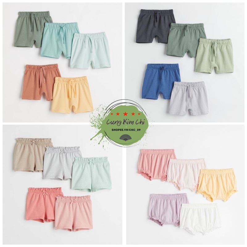 set 5 quần đùi cotton cho bé trai bé gái HM US