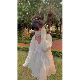 (Ảnh Thật- Có sẵn ) Đầm dây trắng xoè