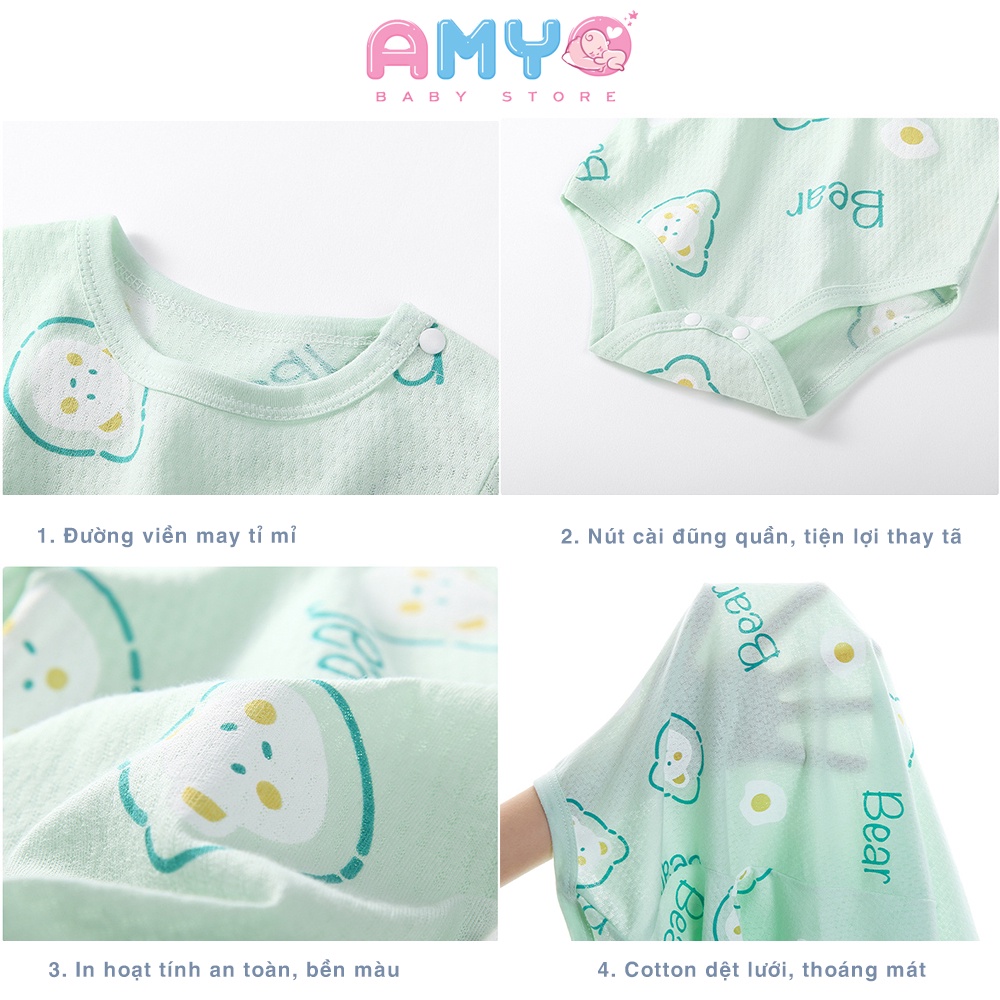 Bodysuit cho bé gái bé trai AMYO bộ body cho bé sơ sinh đầy tháng 3 6 9 12 tháng thôi nôi 11.BDS01.03-1