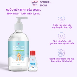 Combo Nước rửa bình sữa 500ml và Tinh dầu Tràm gió giữ ấm cho bé 2,6ml BuB&MuM