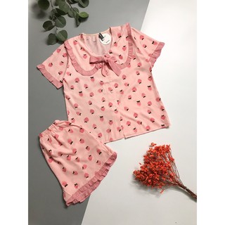Bộ ngủ cổ bèo chất đũi siêu mát