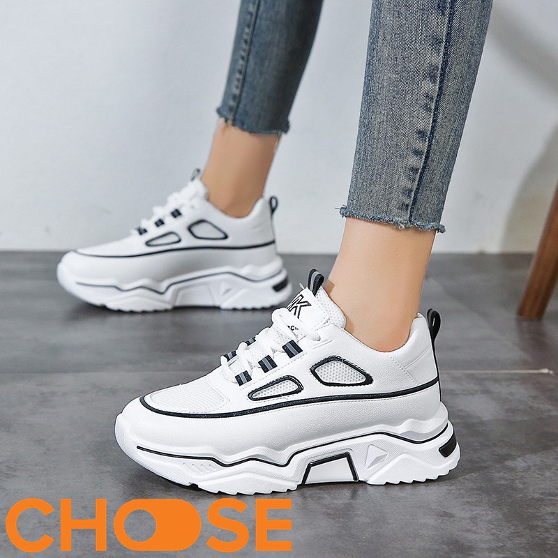 Giày Thể Thao Nữ Choose Họa Tiết Nhỏ Phản Quang Độn 5cm Da PU Phôi Vải Lưới Thời Trang G291K | BigBuy360 - bigbuy360.vn