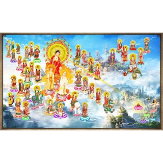 Tranh đính đá Tây phương cực lạc quốc, kich thước theo yêu cầu