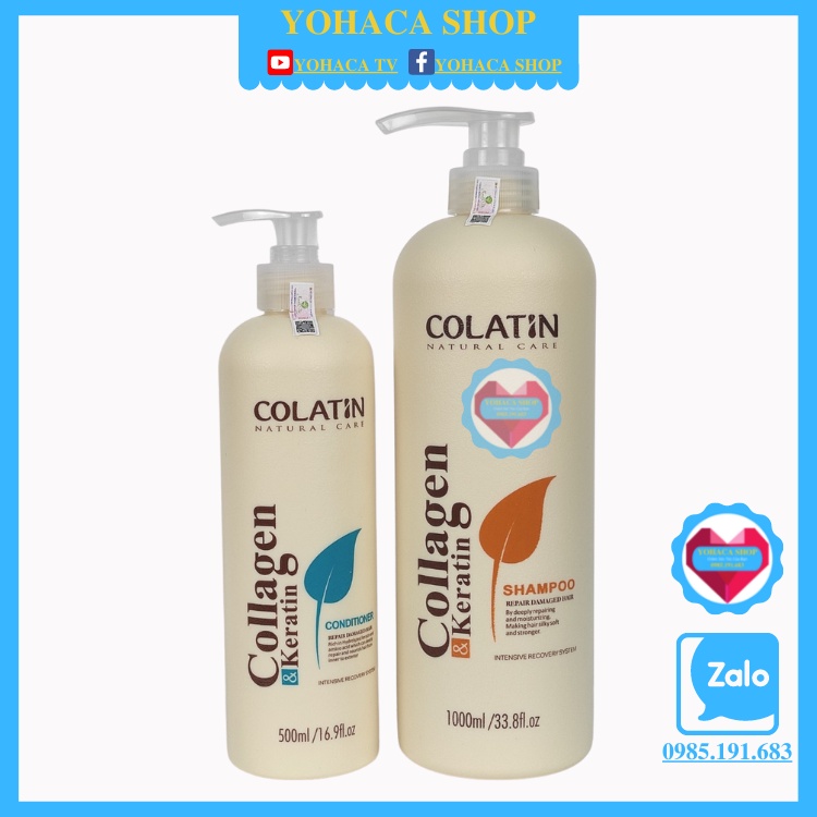 Dầu gội đầu, Dầu xả mền mượt Collatin collagen keratin 500ml