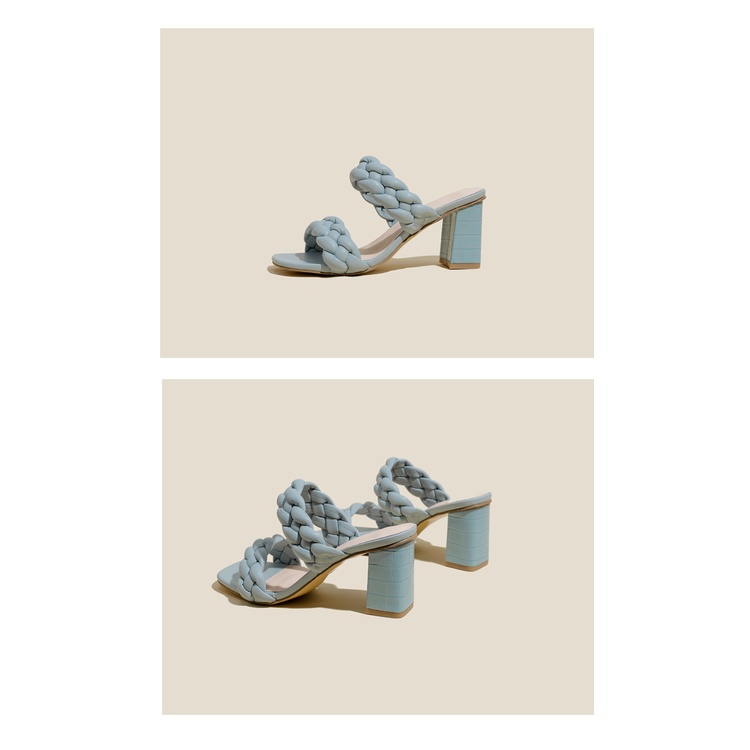 Giày Cao Gót 2.96 Inch Bằng Da Mềm Họa Tiết Kẻ Sọc Size 35-42 Thời Trang
