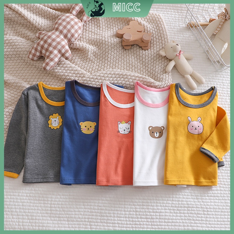 Áo Thun Cotton Tay Dài In Hình Hoạt Hình Phong Cách Hàn Quốc Dành Cho Trẻ Em 0-6 Tuổi