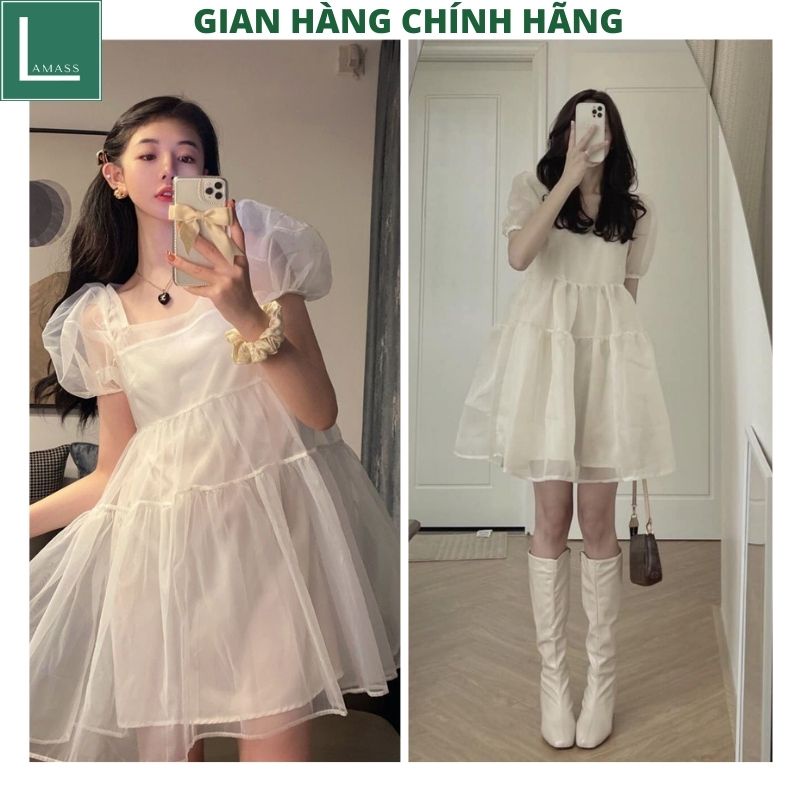 Đầm nữ babydoll voan 2 lớp tiểu thư bánh bèo dễ thương V-01 -LAMASS