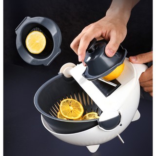 Bộ Nạo Gọt Rau Củ Quả Đa Năng Kèm Chậu - 12 Món Đa Năng - Bộ Dụng Cụ Nhà Bếp Cắt, Thái, Rửa Rau Củ Thông Minh