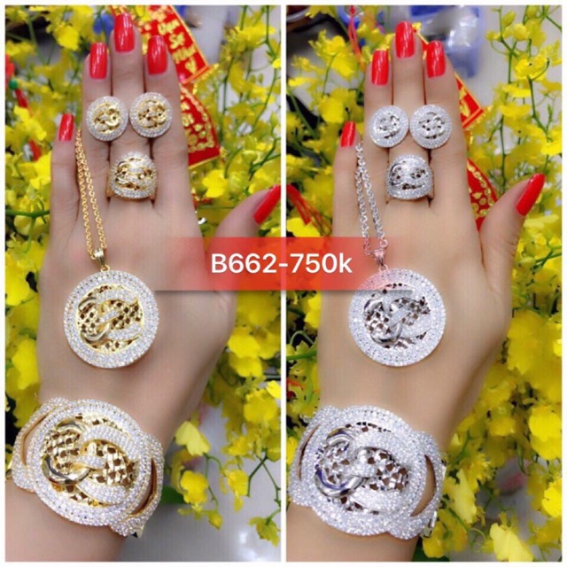 Bộ trang sức xi vàng và bạch kim cao cấp B662