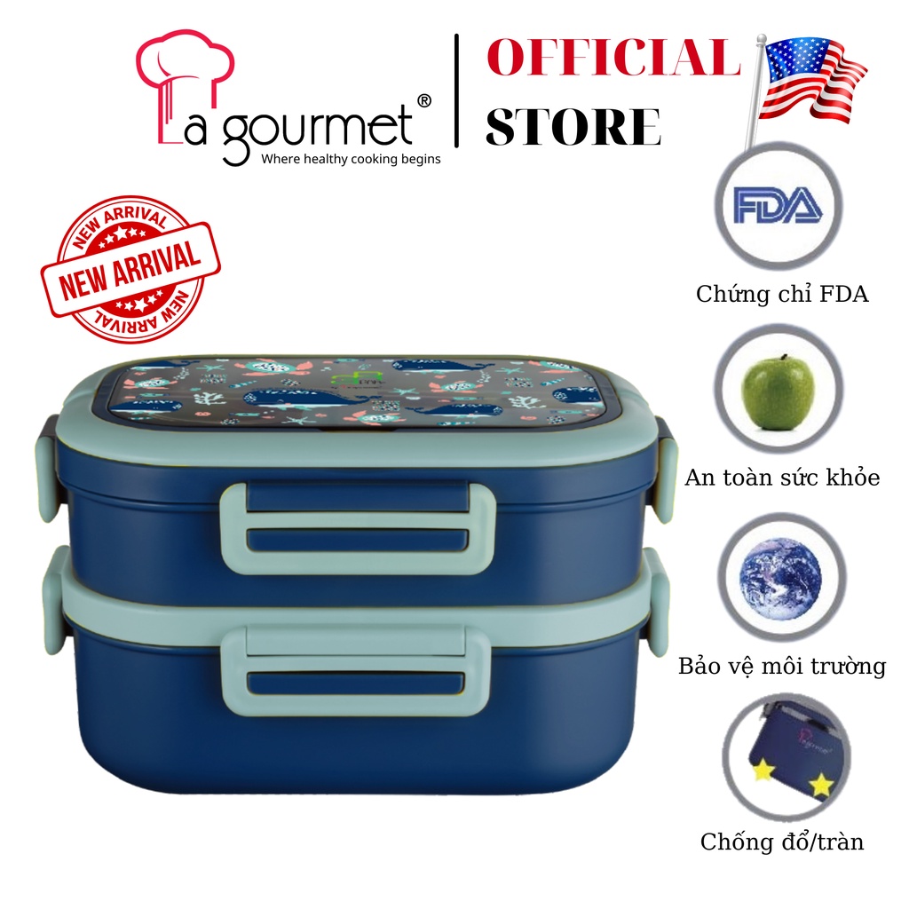 Cà men inox 304 18/10 La gourmet Save The Planet 2 ngăn 1650ml - 375957