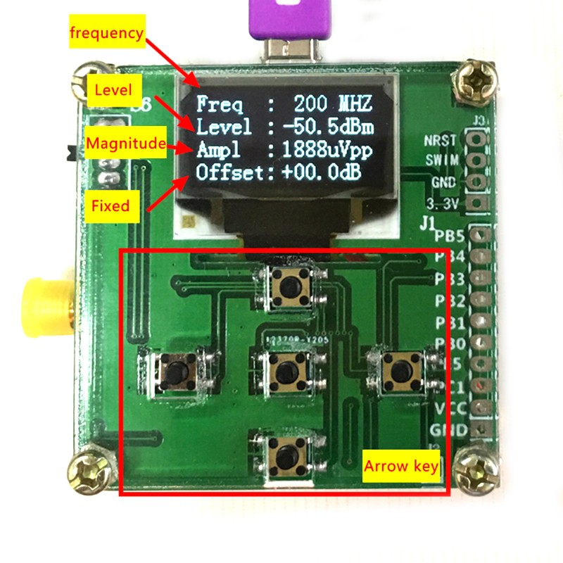 Bộ đồng hồ đo nguồn điện OLED 8ghz 1-8000mhz -55 ~ -5 dbm + RF