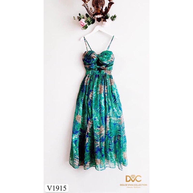 V1915 - váy chính hãng DVC - váy maxi xanh hoa | BigBuy360 - bigbuy360.vn