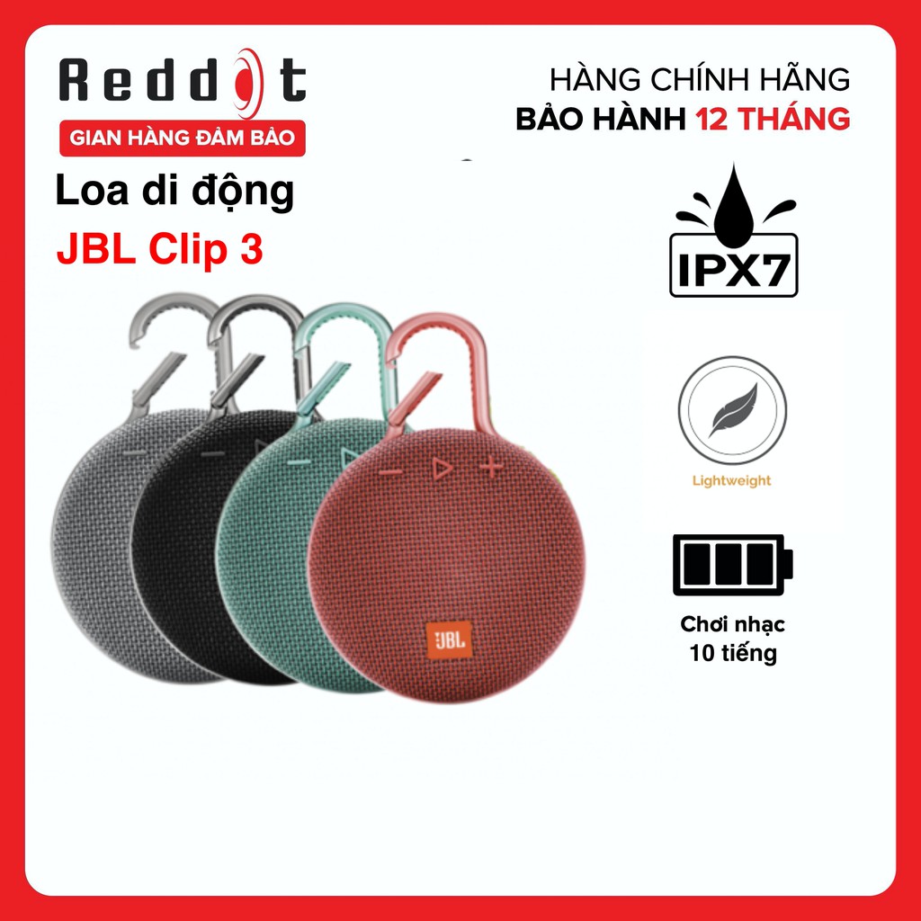 [Mã ELMALL300 giảm 7% đơn 500K] Loa Bluetooth JBL Clip 3