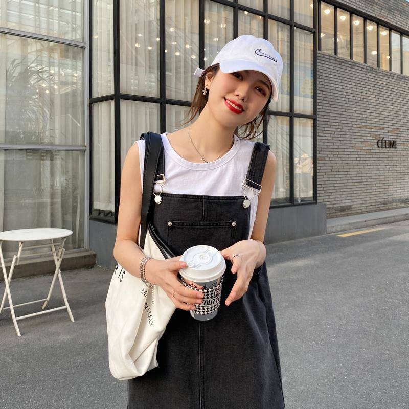 Đầm Yếm Denim Dáng Rộng Dài Vừa Phải Size Lớn Phong Cách Mới 2020 Cho Nữ