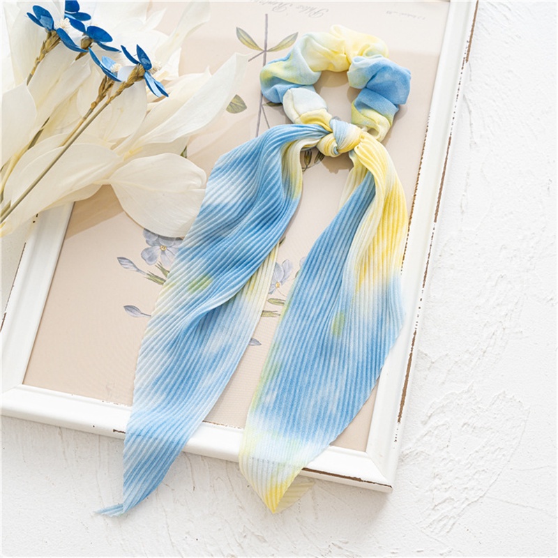 Dây Buộc Tóc Cao Su Co Giãn Họa Tiết Hoa Nhuộm Màu Xinh Xắn Cho Nữ