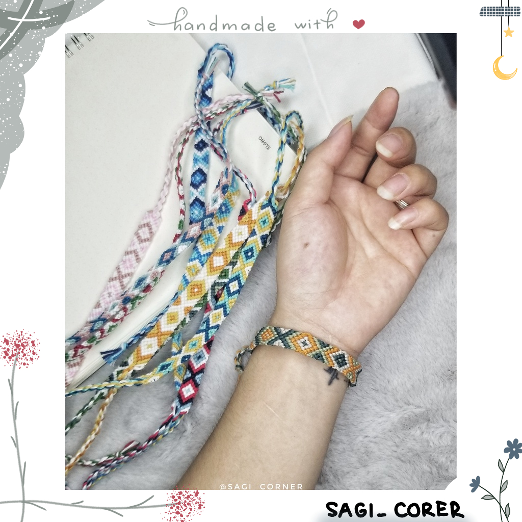 Vòng tay, vòng chân handmade tết bằng chỉ l "Diamond" friendship bracelet