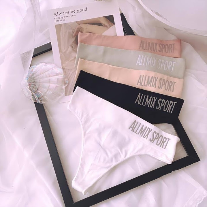 Quần Lót Nữ Lọt Khe cao cấp sang chảnh - Quần lót thể thao màu trắng đen da hồng xám chất cotton 100