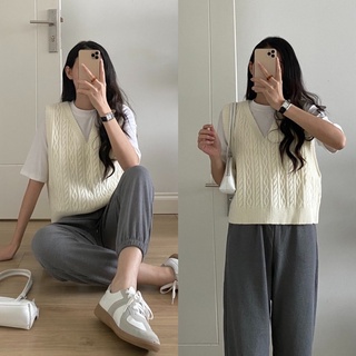 Áo gile len cổ V vặn thừng 869_A0031