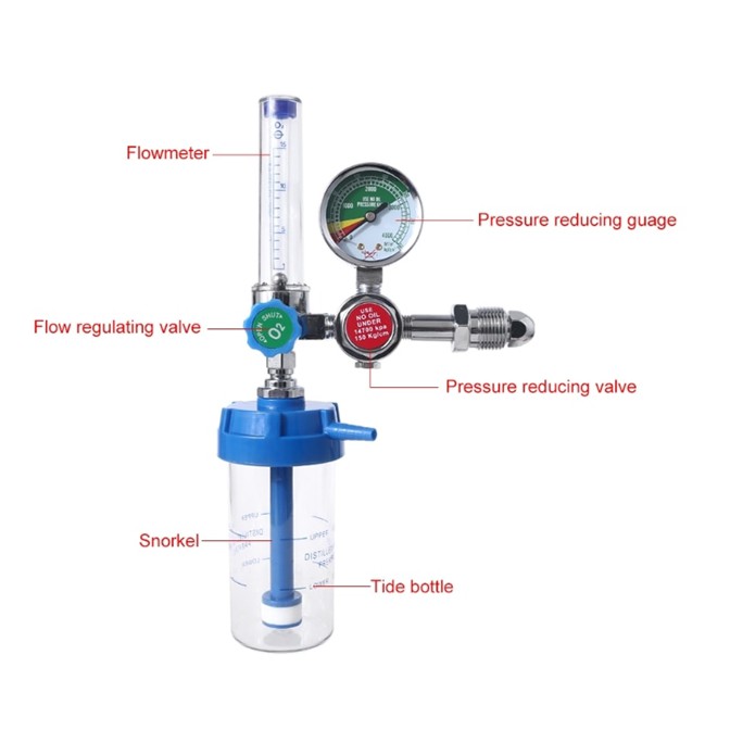 Đồng hồ đo oxy và bình tạo ẩm cho máy tạo oxy PA Medical