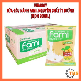 [VINASOY, SỮA ĐẬU NÀNH FAMI] SỮA ĐẬU NÀNH FAMI, NGUYÊN CHẤT ÍT ĐƯỜNG, BỊCH 200ML