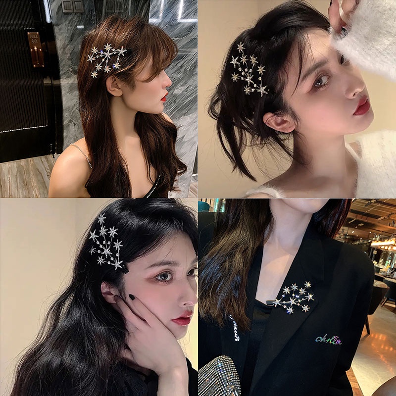 Kẹp tóc đính đá tạo hình ngôi sao kiểu dáng Hàn cho nữ