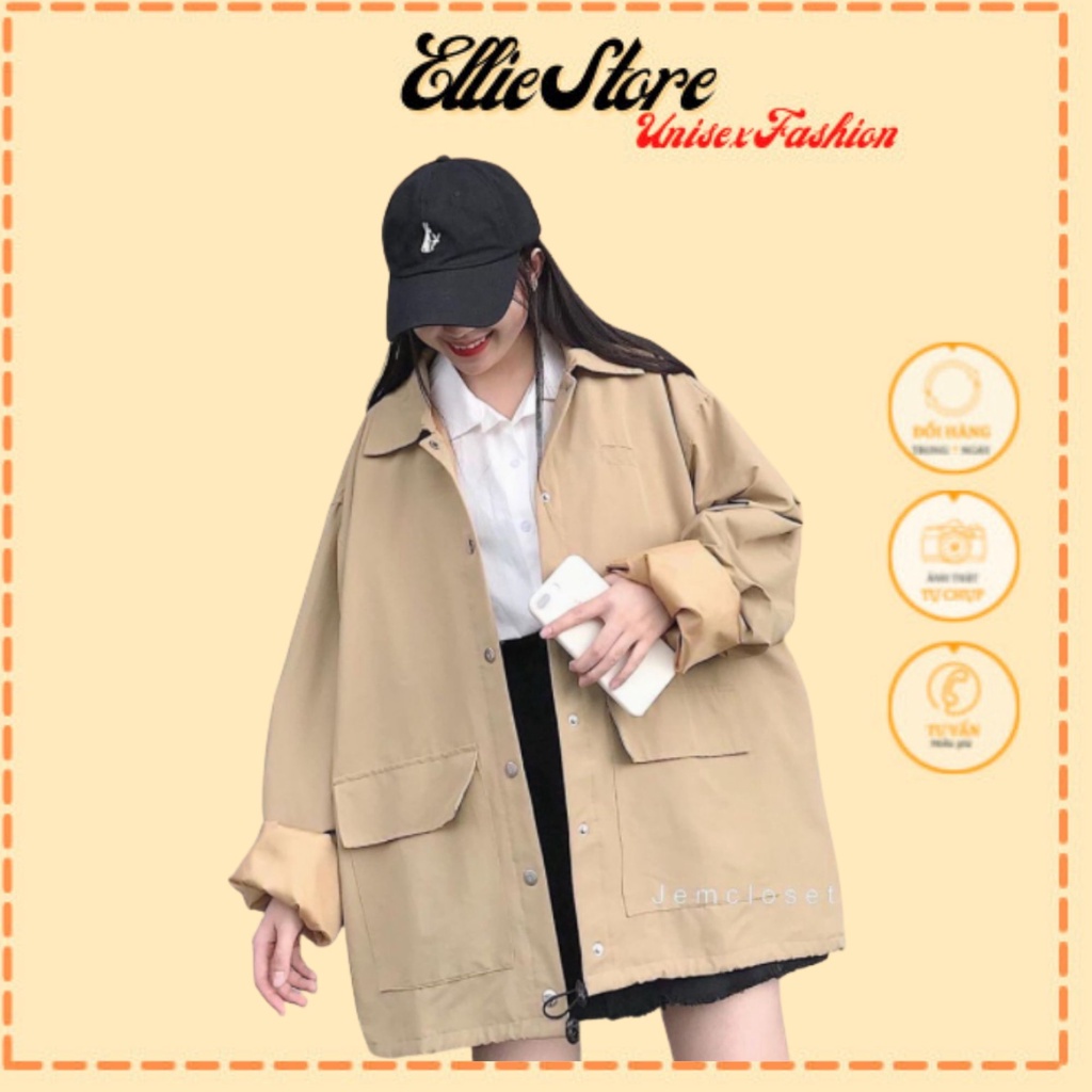 ■☌✢Áo Khoác Kaki 2 Túi Vuông Chất Dầy Hàng Đẹp Ellie Store Mã 361