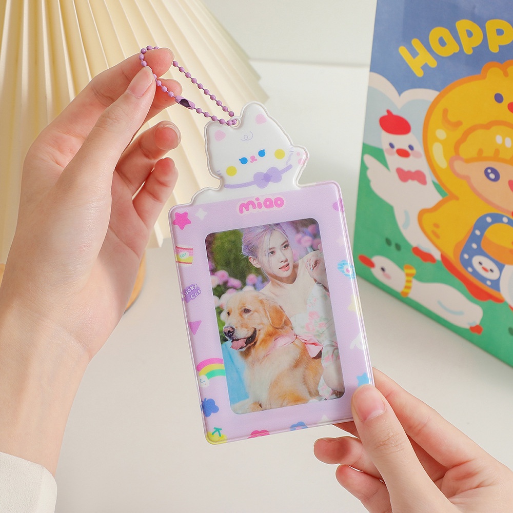 Card Holder Túi Đựng Thẻ Ảnh PVC Kèm Dây Bi Mimi Cat