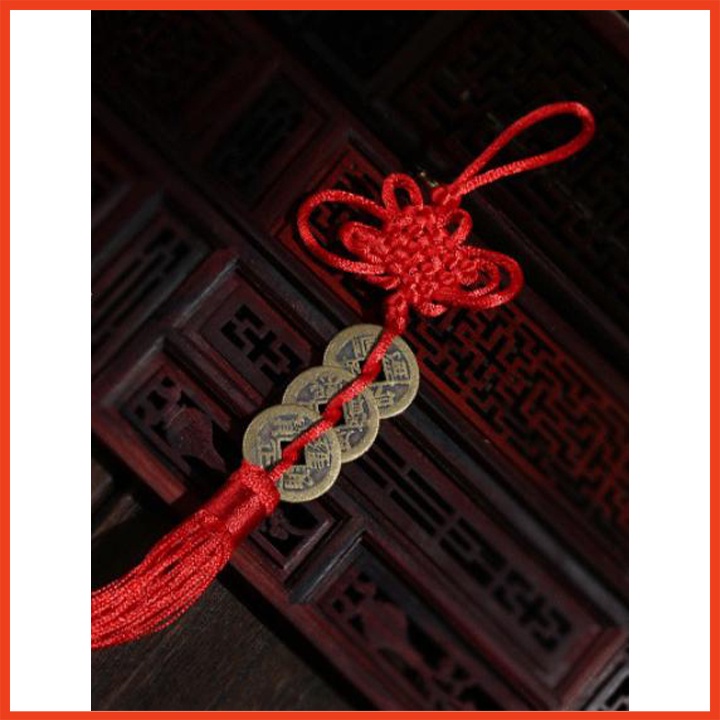 Dây Xu Tam Đế Kết Chỉ Đỏ May Mắn Chất Liệu Đồng Thau