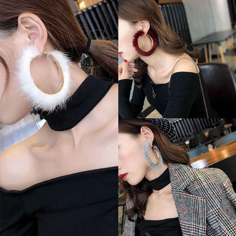 EUTUS 1 Đôi Bông Tai Giữ Ấm Hình Tròn Phong Cách Giáng Sinh