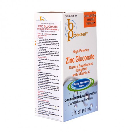 Thực Phẩm Bảo Vệ Sức Khỏe Bprotected Pedia Zinc Gluconate With Vitamin C Bổ Sung Kẽm & Vitamin C Cho Bé 30ml