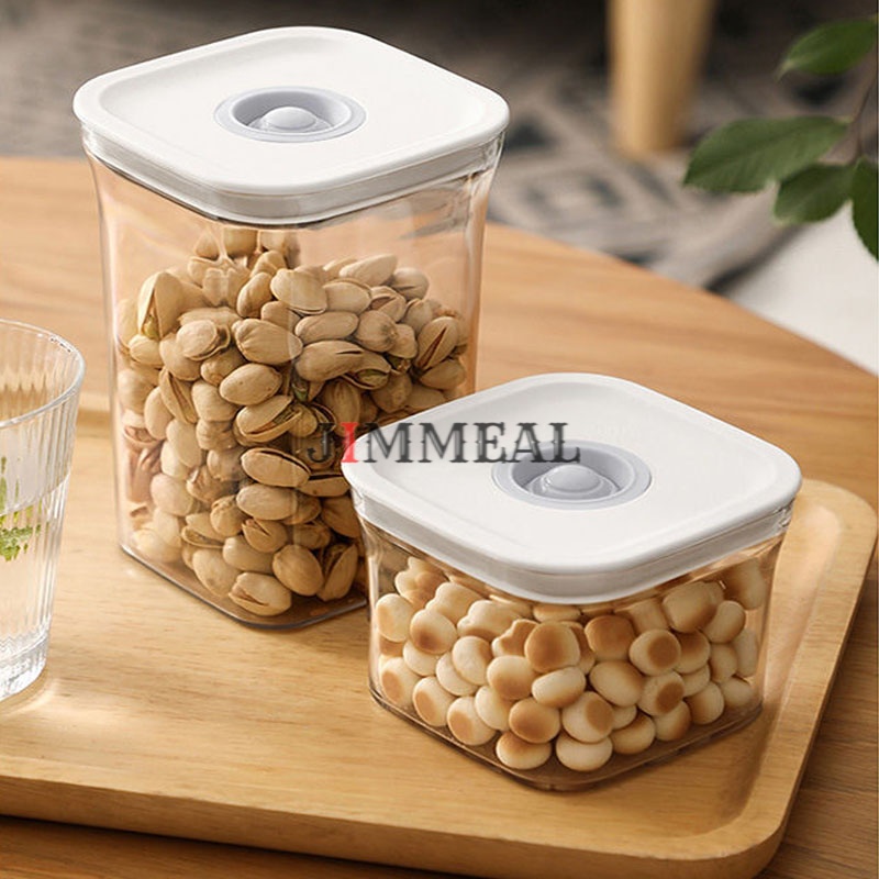 Hũ Nhựa Vuông Kín Hơi, Lọ, Hộp Nhựa Vuông Kín Hơi Đựng Hạt, Thực Phẩm, Gia Vị, Ngũ Cốc, Đồ Khô,Trong Suốt, Nắp Có Gioăng