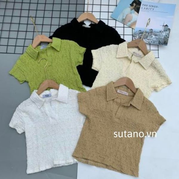 Áo xốp nữ cổ bẻ dáng croptop cá tính đơn giản trẻ trung A610 SUTANO