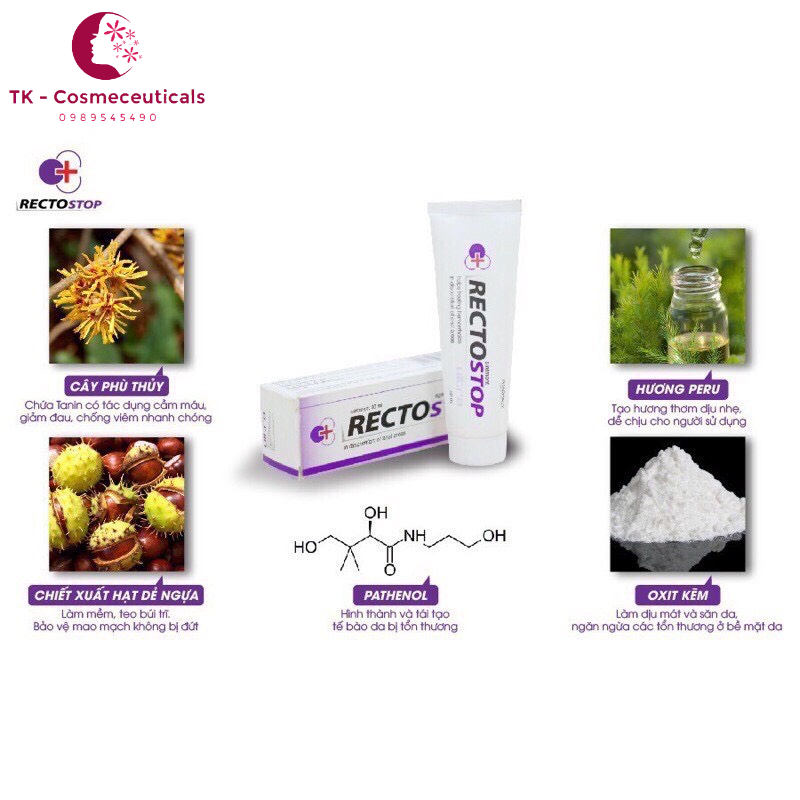 Rectostop Ultra - Kem Bôi Trĩ Nội, Trĩ Ngoại, Phụ Nữ Mang Thai, Sau Sinh - 50ml